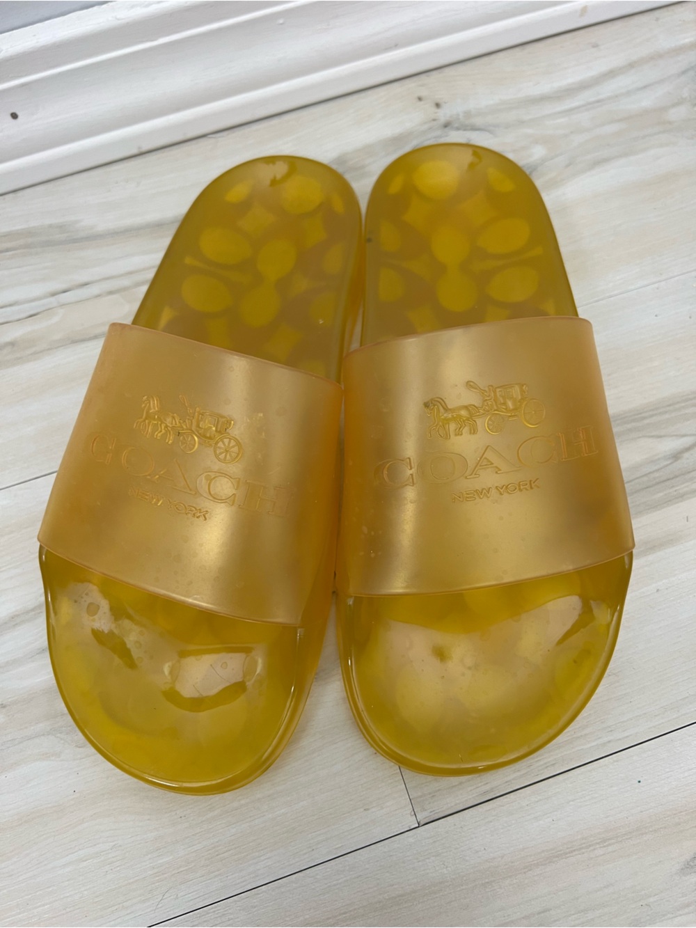 Coach Ulyssa Rubber Yellow Transparent Slide Sandals